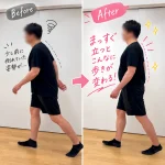 ウォーキングレッスン前後の立ち姿の比較（Before・After）